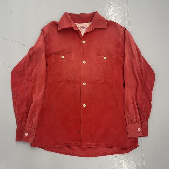 Vintage 50s Campus Red Horizontal Corduroy Loop Collar - Picture 1 of 4